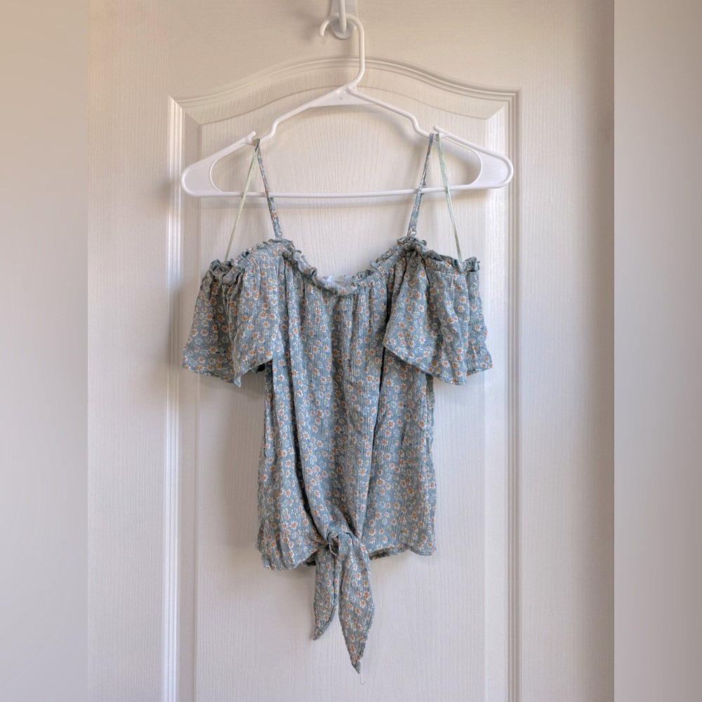 Pink Rose Shirt Blouse - Women’s S - Grey Green